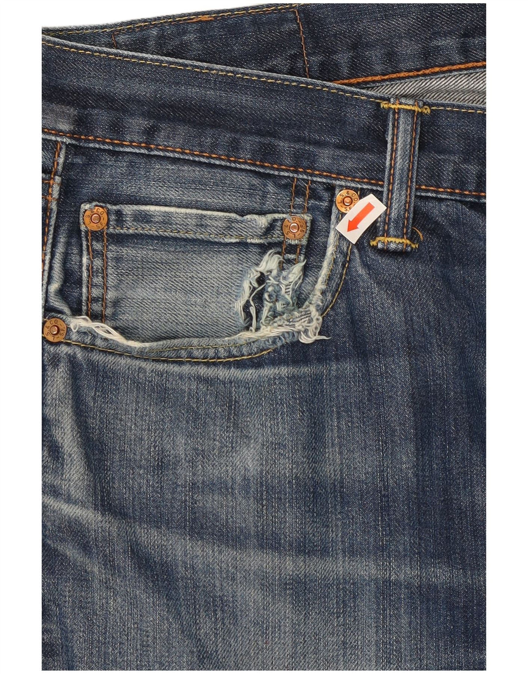 Levi's Mens 501 Distressed Straight Jeans W32 L32 Blue Cotton