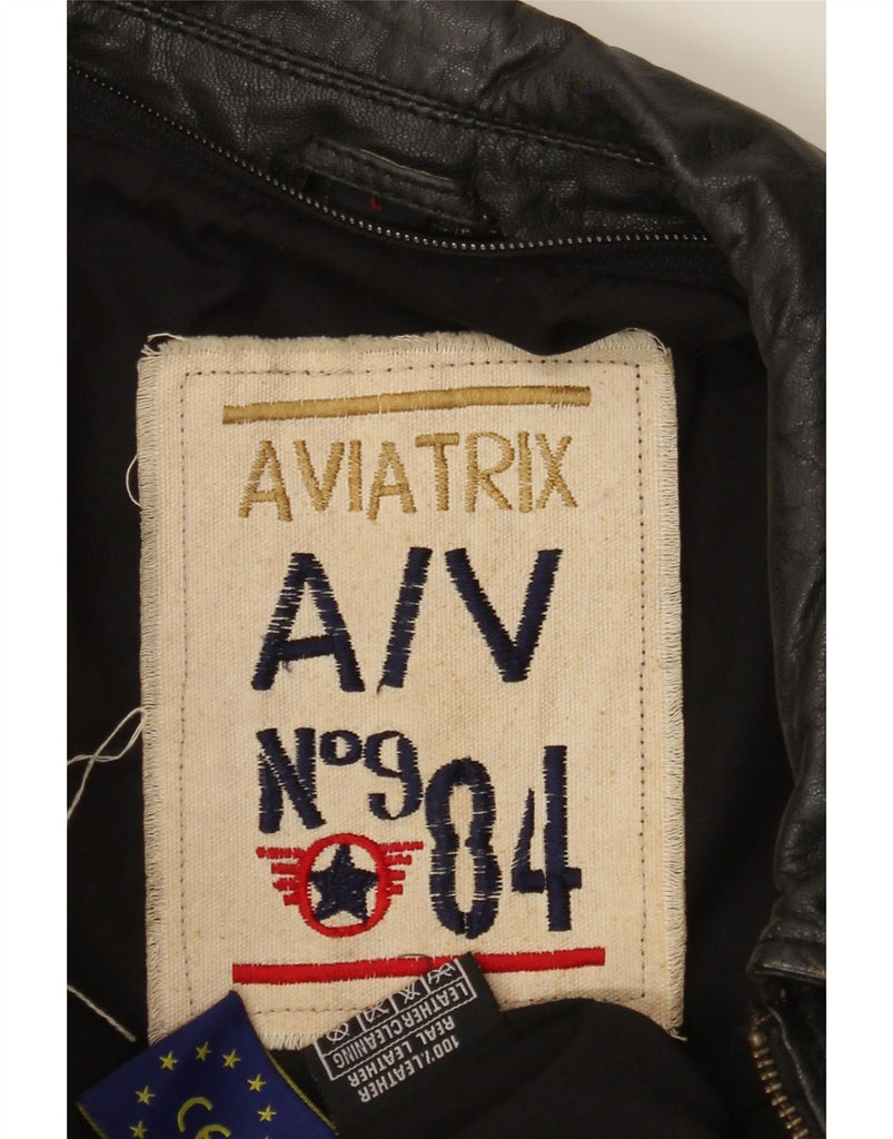 AVIATRIX Mens Leather Jacket UK 40 Large Black Leather Vintage Aviatrix and Second-Hand Aviatrix from Messina Hembry 