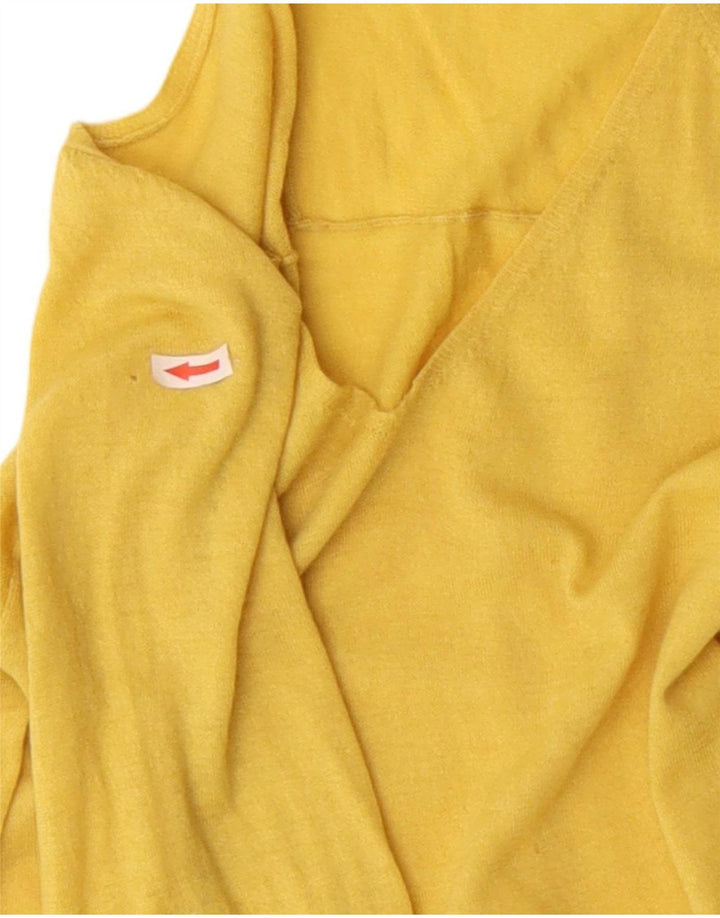 Hobbs Womens V-Neck Jumper Sweater UK 12 Medium  Yellow Wool