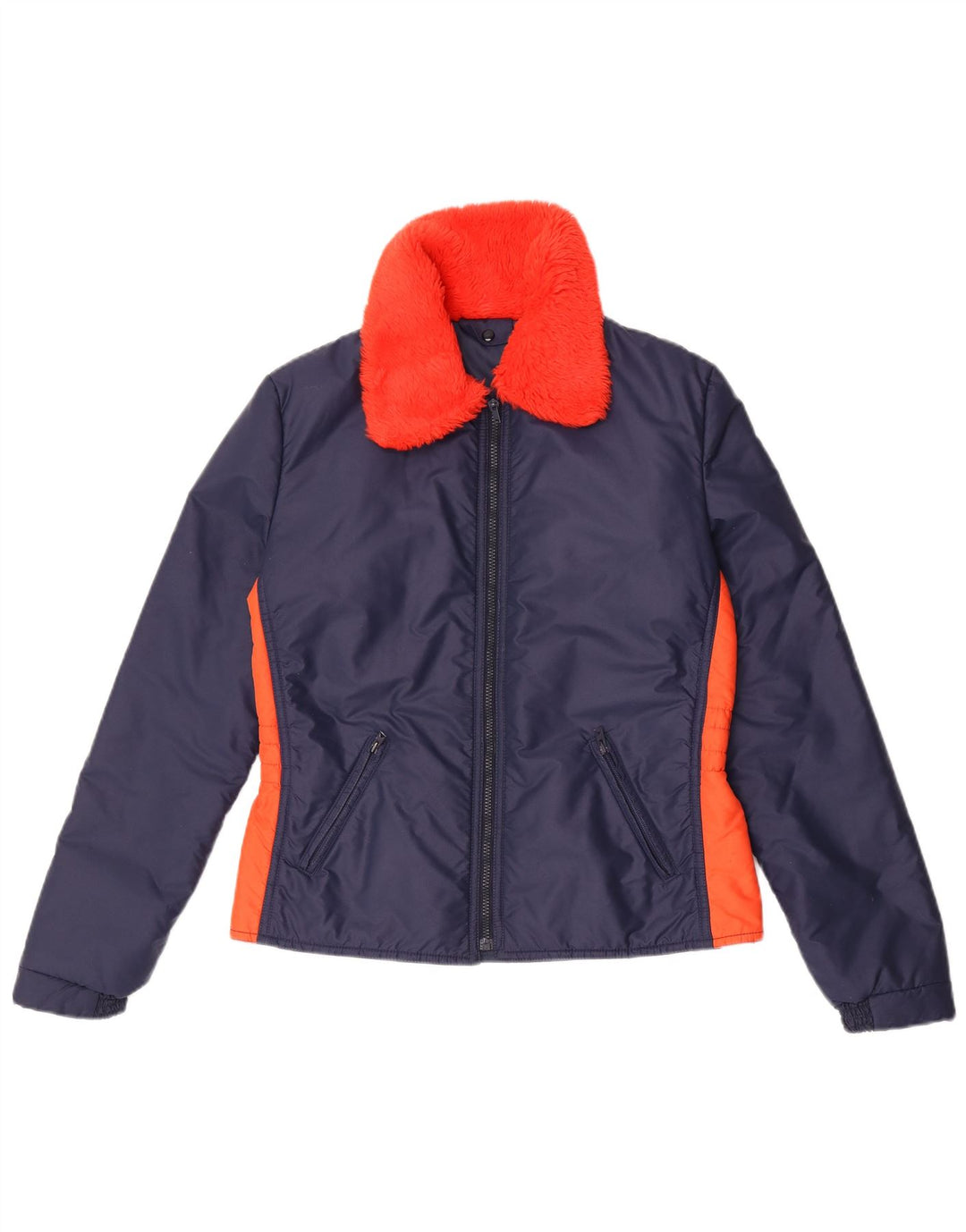 Vintage Womens Windbreaker Jacket IT 50 XL Navy Blue Colourblock Nylon