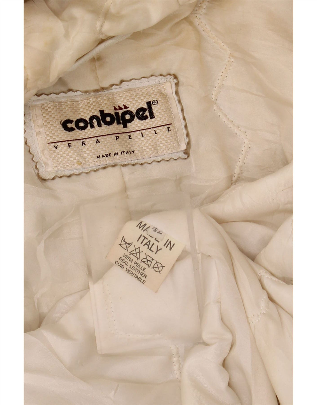 CONBIPEL Womens Hooded Leather Jacket IT 42 Medium White Leather