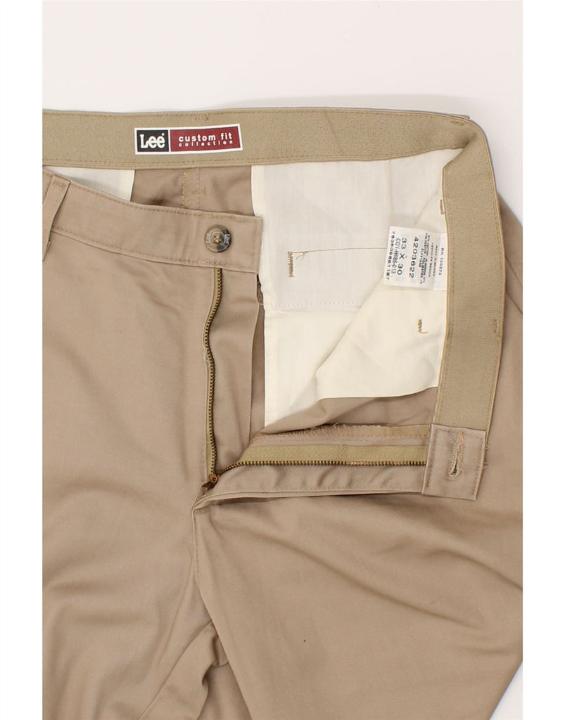 LEE Mens Custom Fit Straight Chino Trousers W33 L30 Beige Cotton | Vintage Lee | Thrift | Second-Hand Lee | Used Clothing | Messina Hembry 