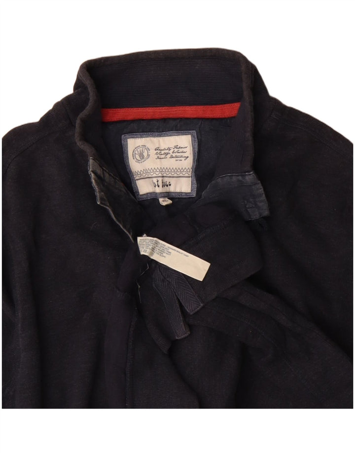 FAT FACE Mens Button Neck Sweatshirt Jumper XL Navy Blue Cotton