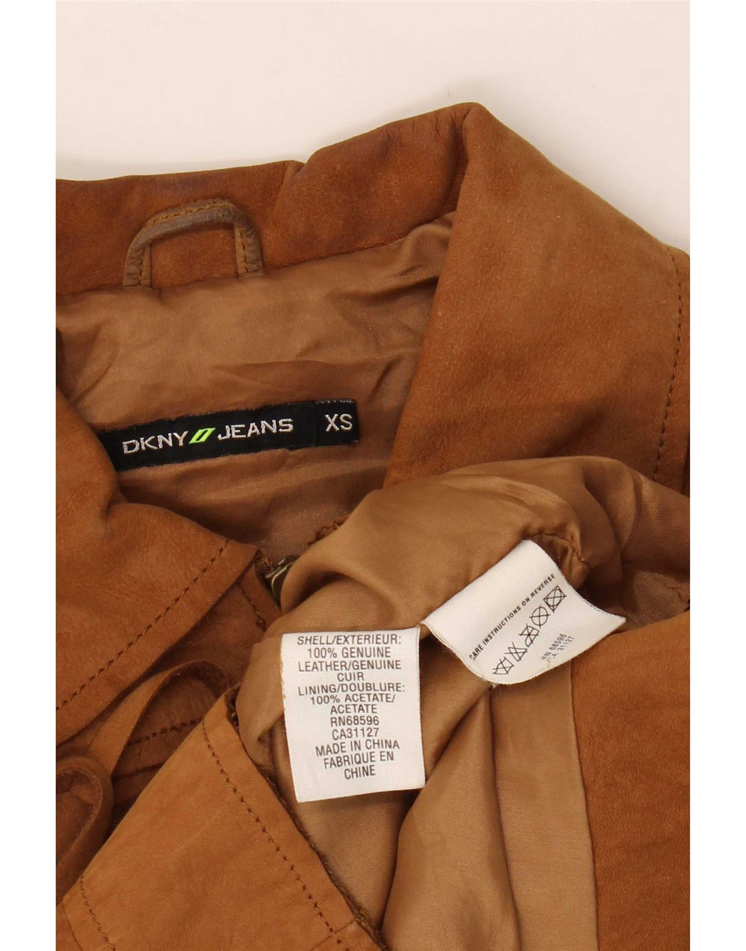 Dkny Womens Crop Suede Jacket UK 6 XS Beige Leather