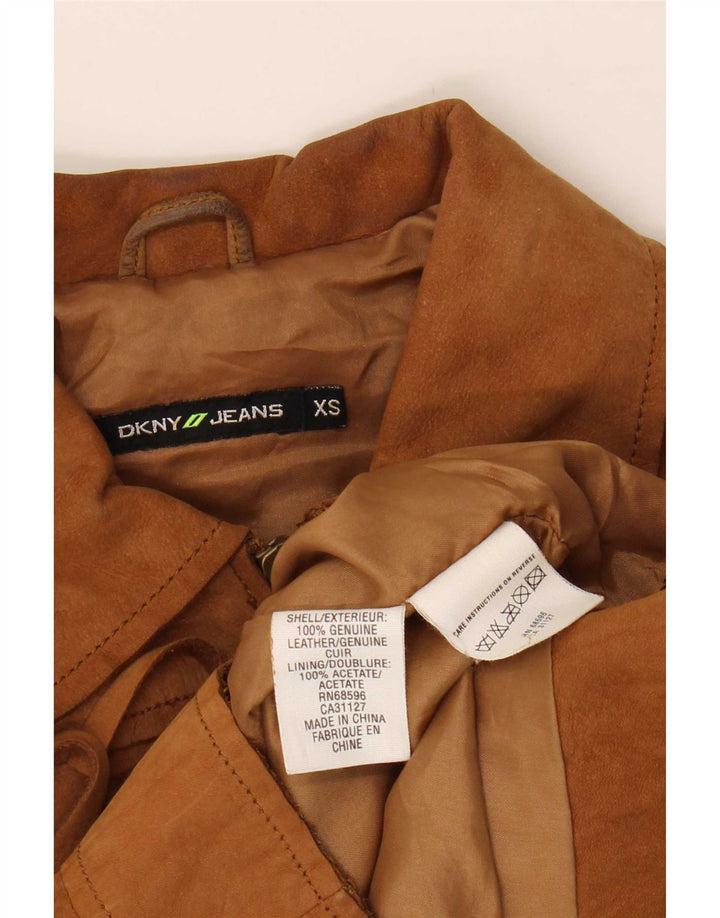 Dkny Womens Crop Suede Jacket UK 6 XS Beige Leather