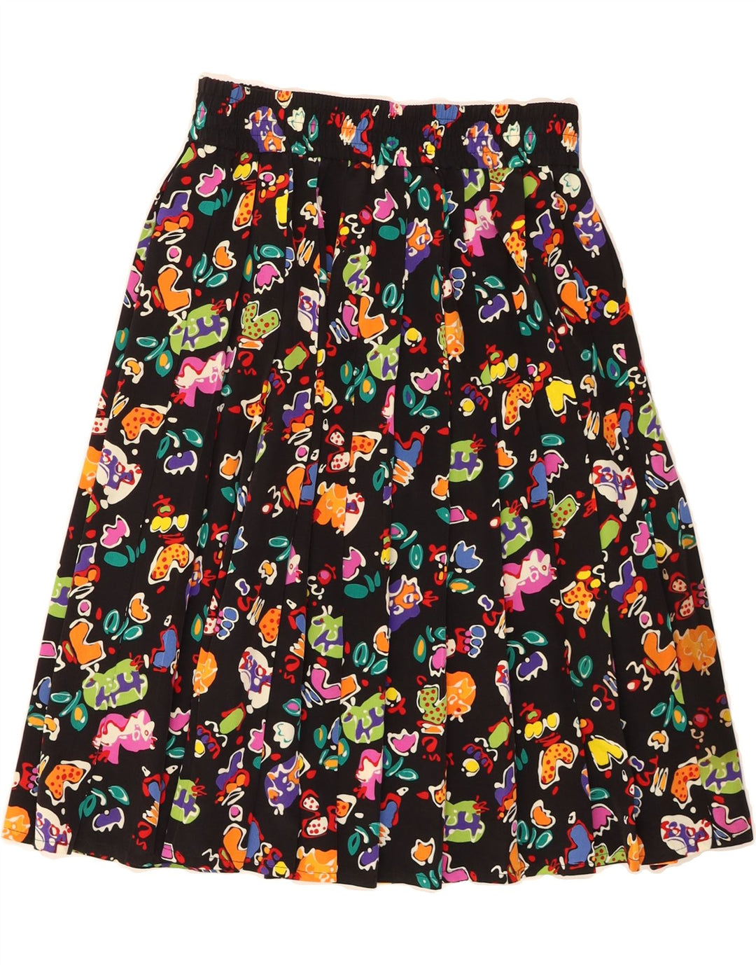 VINTAGE Womens Abstract Pattern A-Line Skirt EU 40 Medium W24  Black Vintage Vintage and Second-Hand Vintage from Messina Hembry 
