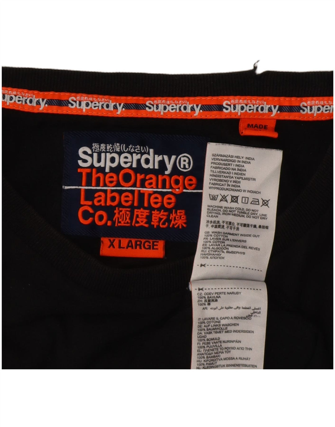 Superdry Mens T-Shirt Top XL Black Cotton