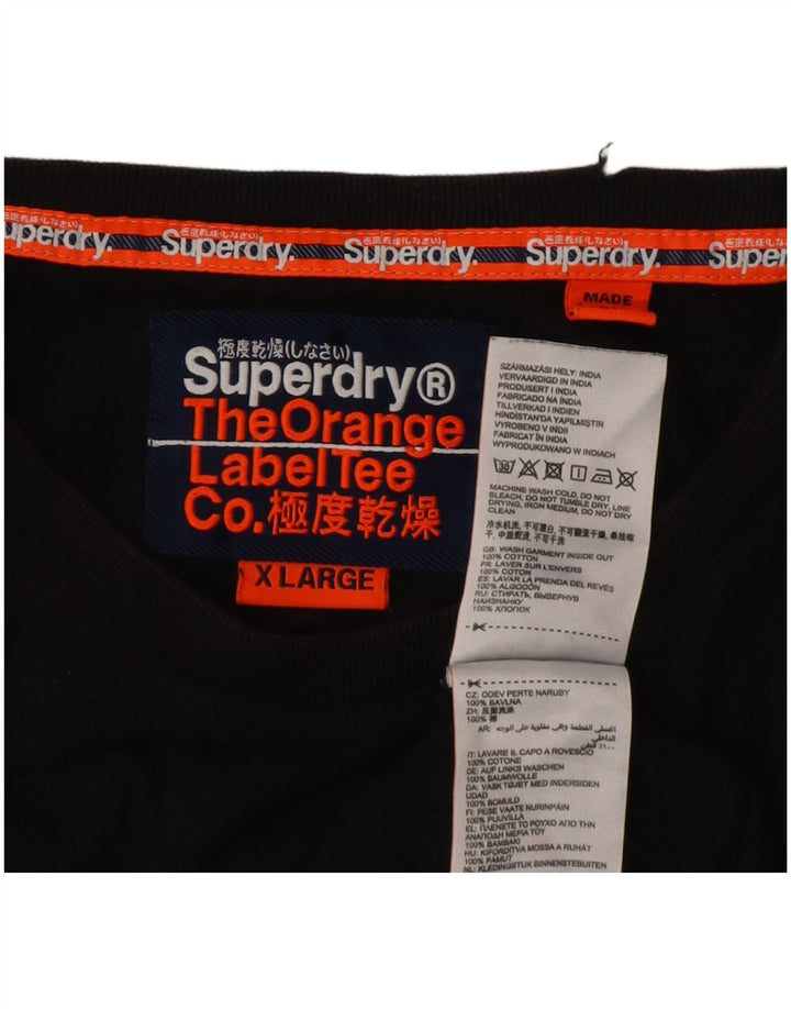 Superdry Mens T-Shirt Top XL Black Cotton