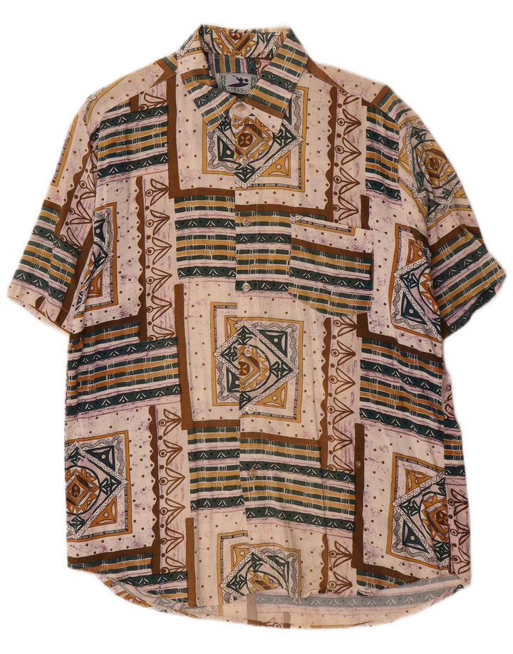 Rob Roy Mens Short Sleeve Shirt Medium Multicoloured Geometric Viscose