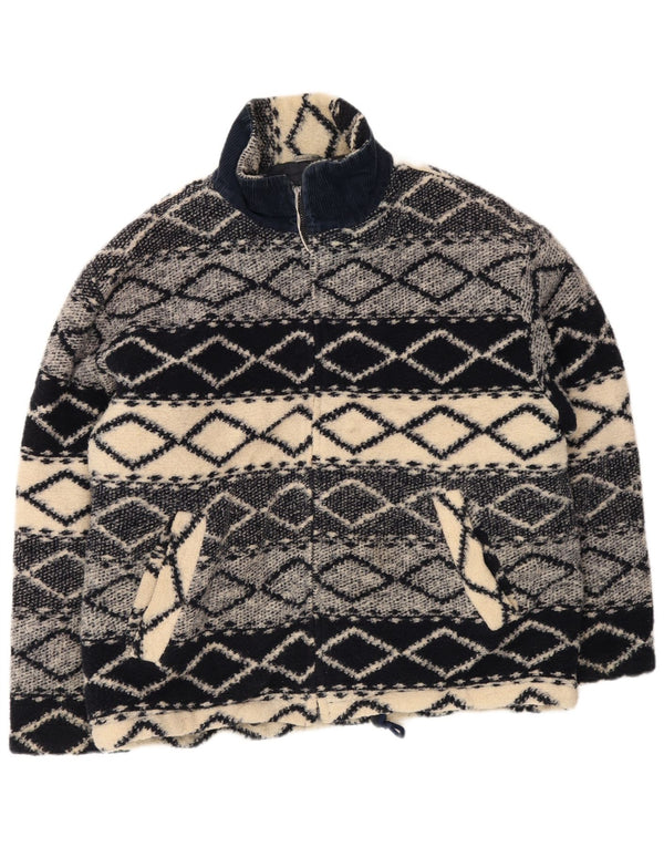 Wampum Mens Bomber Jacket UK 44 2XL Grey Geometric Polyester