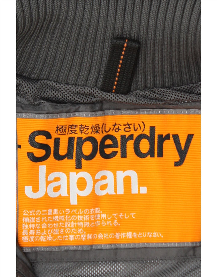 SUPERDRY Womens Graphic Rain Jacket UK 14 Medium Grey Polyamide