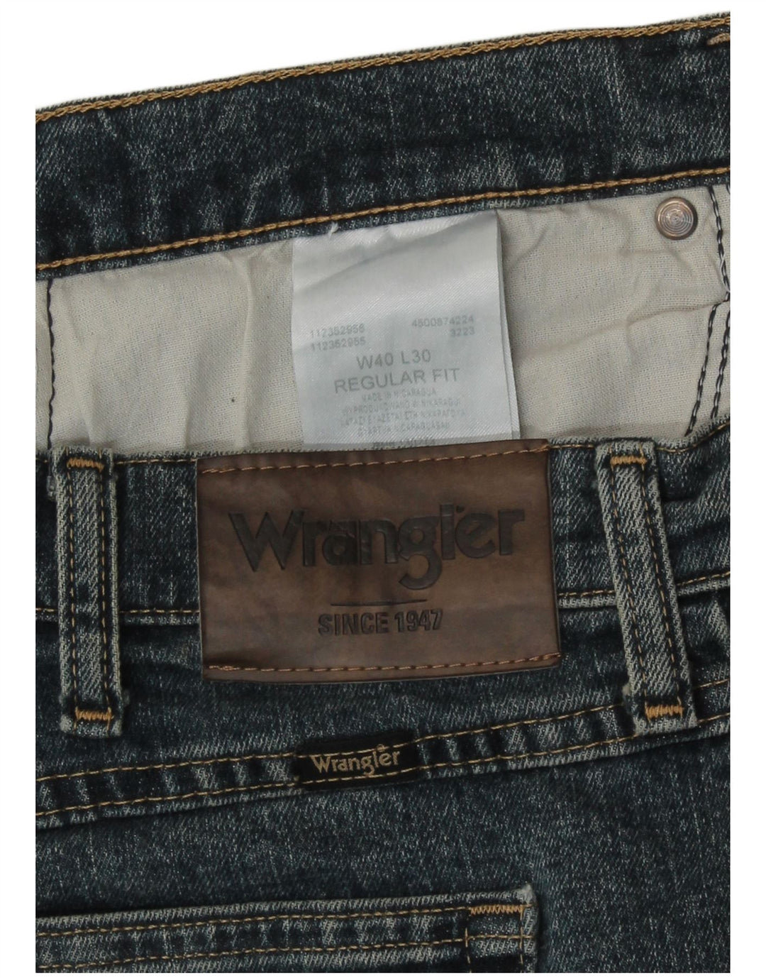 Wrangler Mens Regular Fit Straight Jeans W40 L30 Blue Cotton
