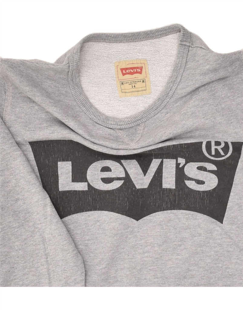 LEVI'S Boys Graphic Sweatshirt Jumper 13-14 Years Grey Cotton | Vintage Levi's | Thrift | Second-Hand Levi's | Used Clothing | Messina Hembry 