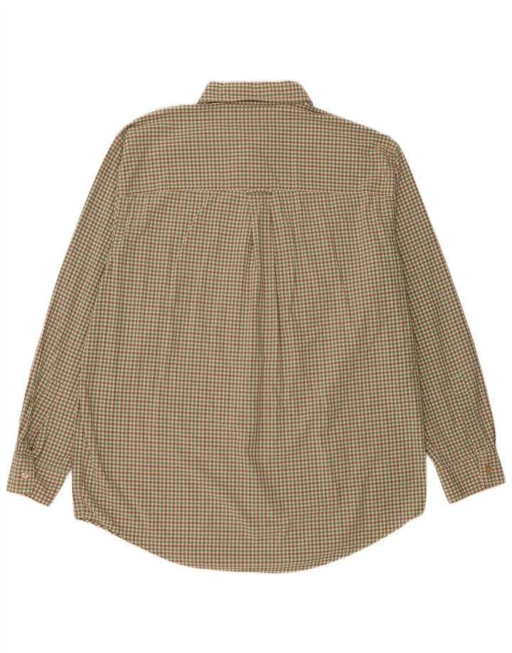Chaps Mens Shirt Large Green Gingham Cotton