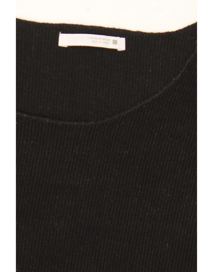 Zara Womens T-Shirt Top UK 14 Medium Black