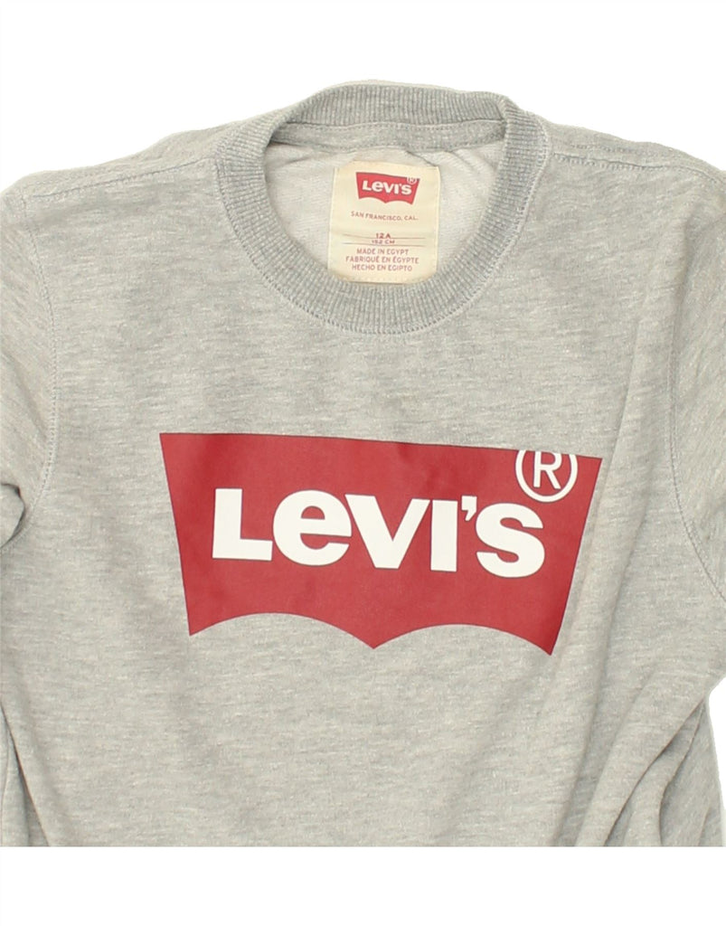 LEVI'S Boys Graphic Sweatshirt Jumper 11-12 Years Grey Cotton | Vintage Levi's | Thrift | Second-Hand Levi's | Used Clothing | Messina Hembry 