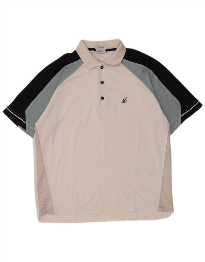 AUSTRALIAN L'ALPINA Mens Polo Shirt Large White Colourblock Polyester