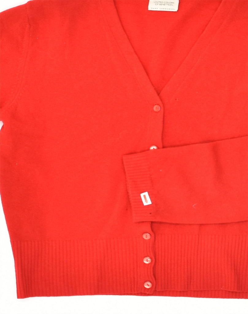 BENETTON Womens Cardigan Sweater UK 14 Medium Orange Cotton | Vintage Benetton | Thrift | Second-Hand Benetton | Used Clothing | Messina Hembry 