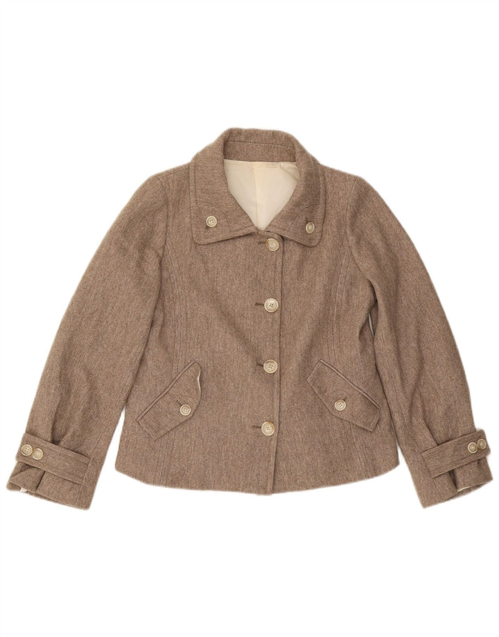 Vintage Womens 4 Button Blazer Jacket IT 44 Medium Beige Cotton