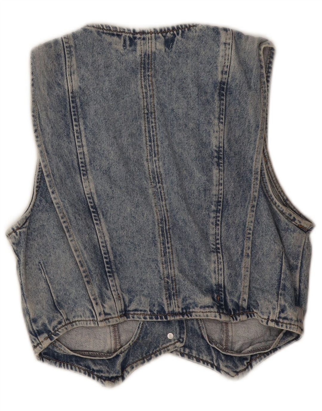 Zara Womens Denim Waistcoat UK 10 Small Blue Cotton