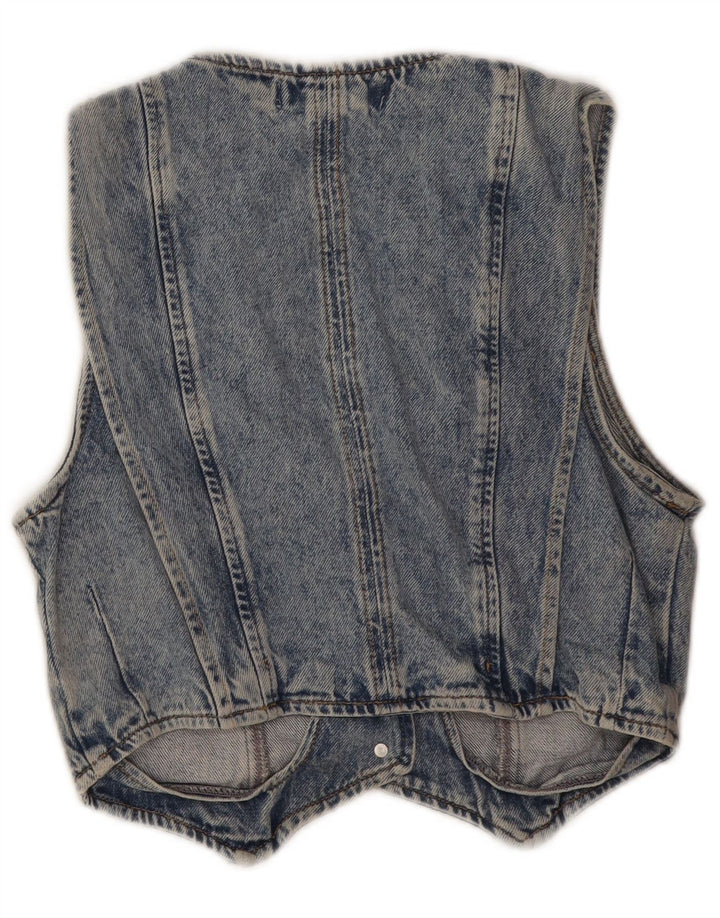 Zara Womens Denim Waistcoat UK 10 Small Blue Cotton