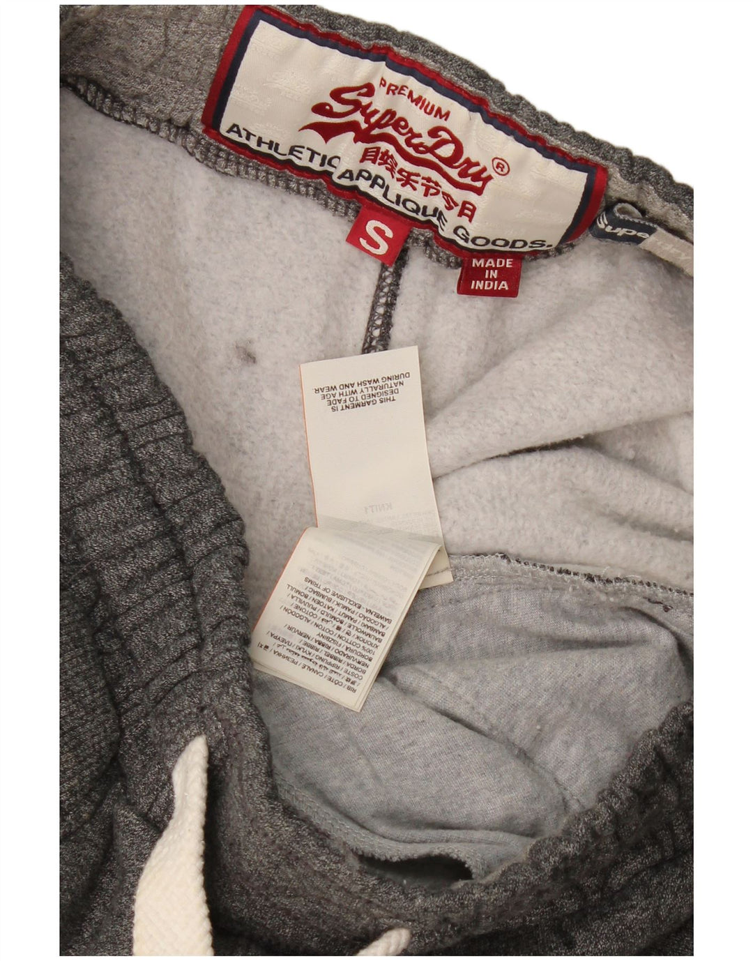 Superdry Mens Graphic Sport Shorts Small Grey Flecked Cotton