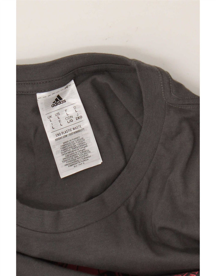Adidas Mens Graphic T-Shirt Top Large Grey Cotton