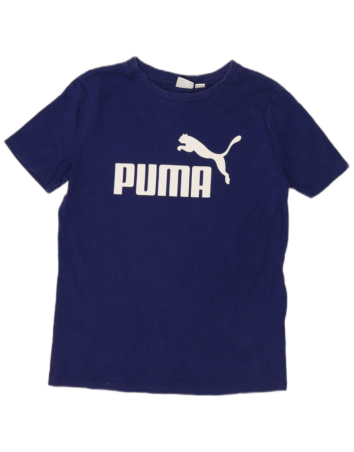 Puma Boys Graphic T-Shirt Top 10-11 Years Medium Blue Cotton