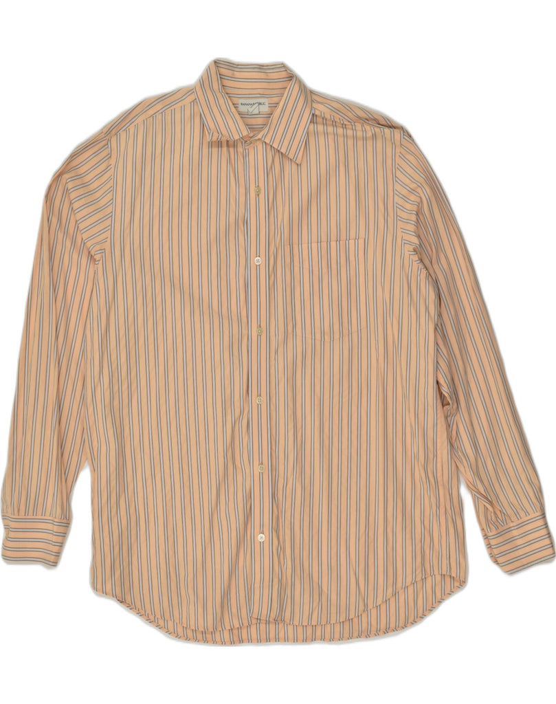 BANANA REPUBLIC Mens Shirt Size 17 17 1/2 XL Beige Striped Cotton | Vintage Banana Republic | Thrift | Second-Hand Banana Republic | Used Clothing | Messina Hembry 