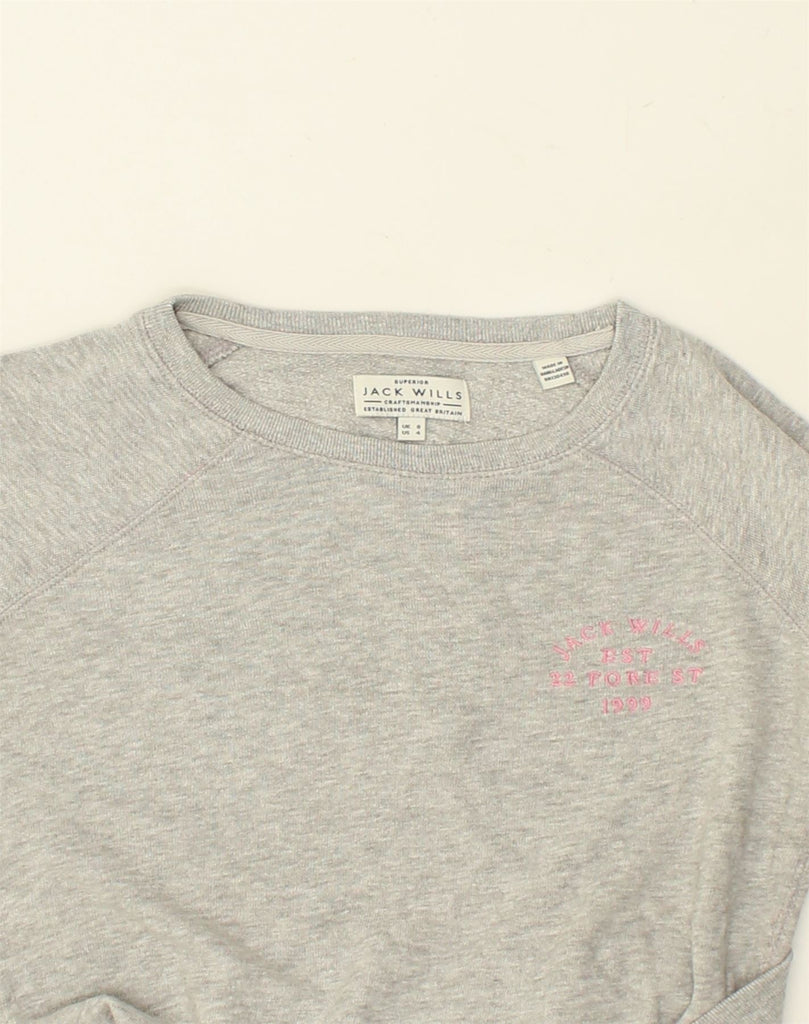 JACK WILLS Womens Top Long Sleeve UK 8 Small  Grey Cotton | Vintage Jack Wills | Thrift | Second-Hand Jack Wills | Used Clothing | Messina Hembry 