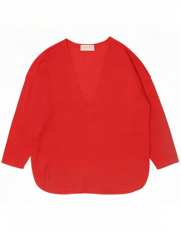 Stefanel Womens Oversized Top Long Sleeve UK 10 Small Red Flecked Rayon