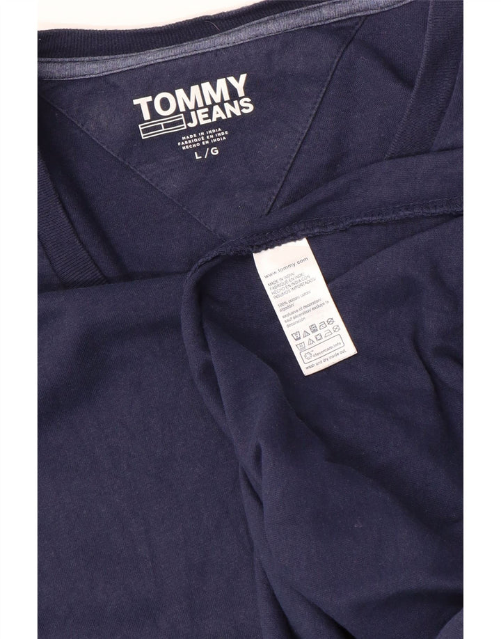 Tommy Hilfiger Mens Graphic Top Long Sleeve Large Navy Blue Colourblock