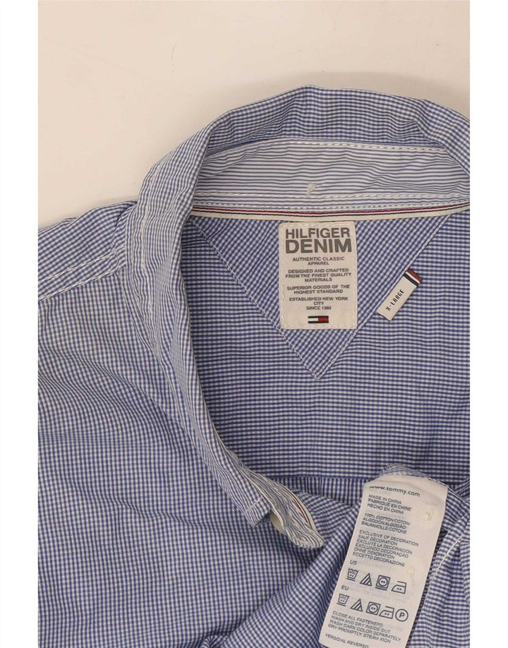Tommy Hilfiger Mens Shirt XL Blue Gingham Cotton