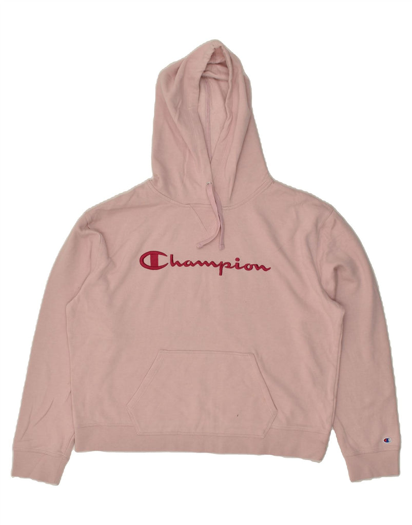 CHAMPION Womens Graphic Hoodie Jumper UK 18 XL Pink Cotton | Vintage Champion | Thrift | Second-Hand Champion | Used Clothing | Messina Hembry 