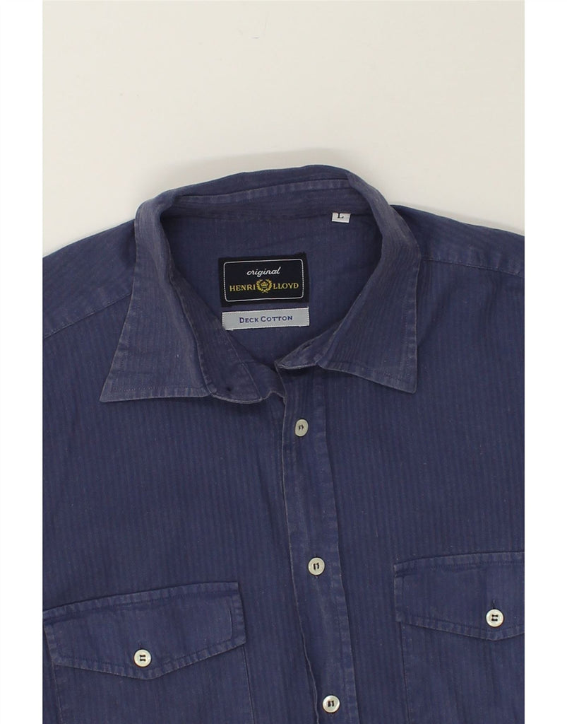 HENRI LLOYD Mens Shirt Large Navy Blue Pinstripe Cotton | Vintage Henri Lloyd | Thrift | Second-Hand Henri Lloyd | Used Clothing | Messina Hembry 
