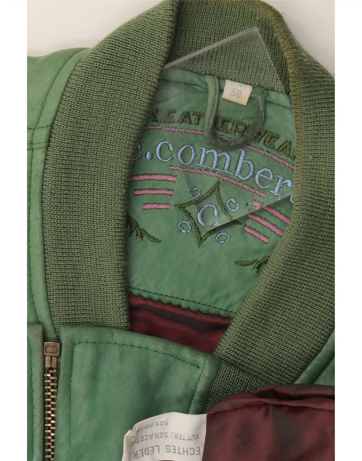 C.Comberti Mens Leather Jacket IT 50 Large Green Leather