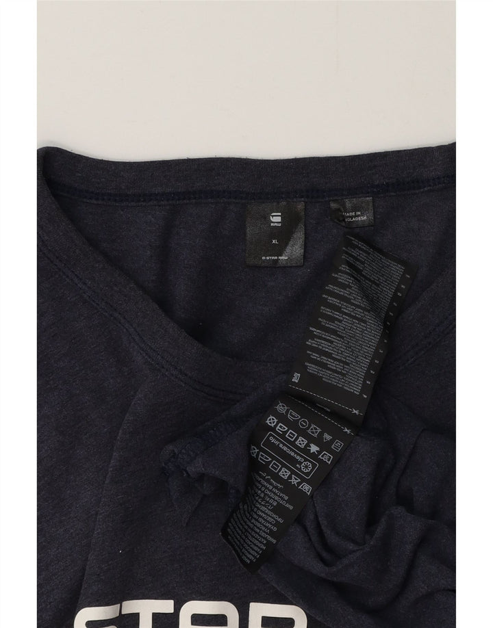 G-STAR Mens Graphic T-Shirt Top XL Navy Blue Cotton