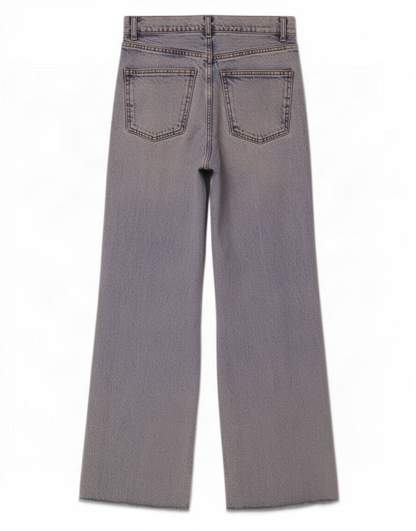Zara Womens High Waist Wide Leg Jeans EU 36 XS W26 L30 Blue Cotton