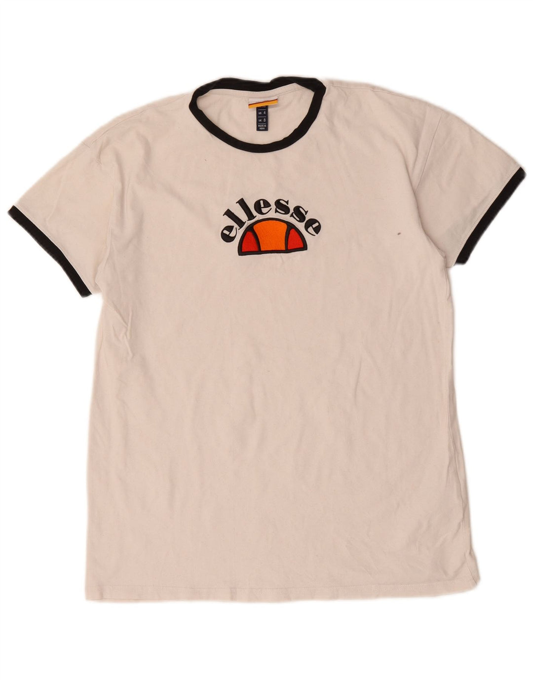 Ellesse Womens Graphic T-Shirt Top UK 8 Small  White Cotton