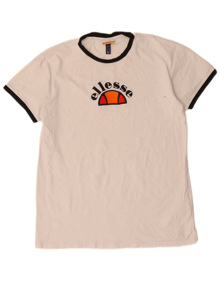 Ellesse Womens Graphic T-Shirt Top UK 8 Small  White Cotton
