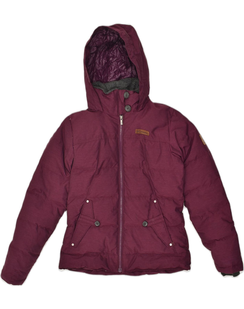 COLUMBIA Womens Hooded Padded Jacket UK 10 Small Burgundy Polyester | Vintage Columbia | Thrift | Second-Hand Columbia | Used Clothing | Messina Hembry 