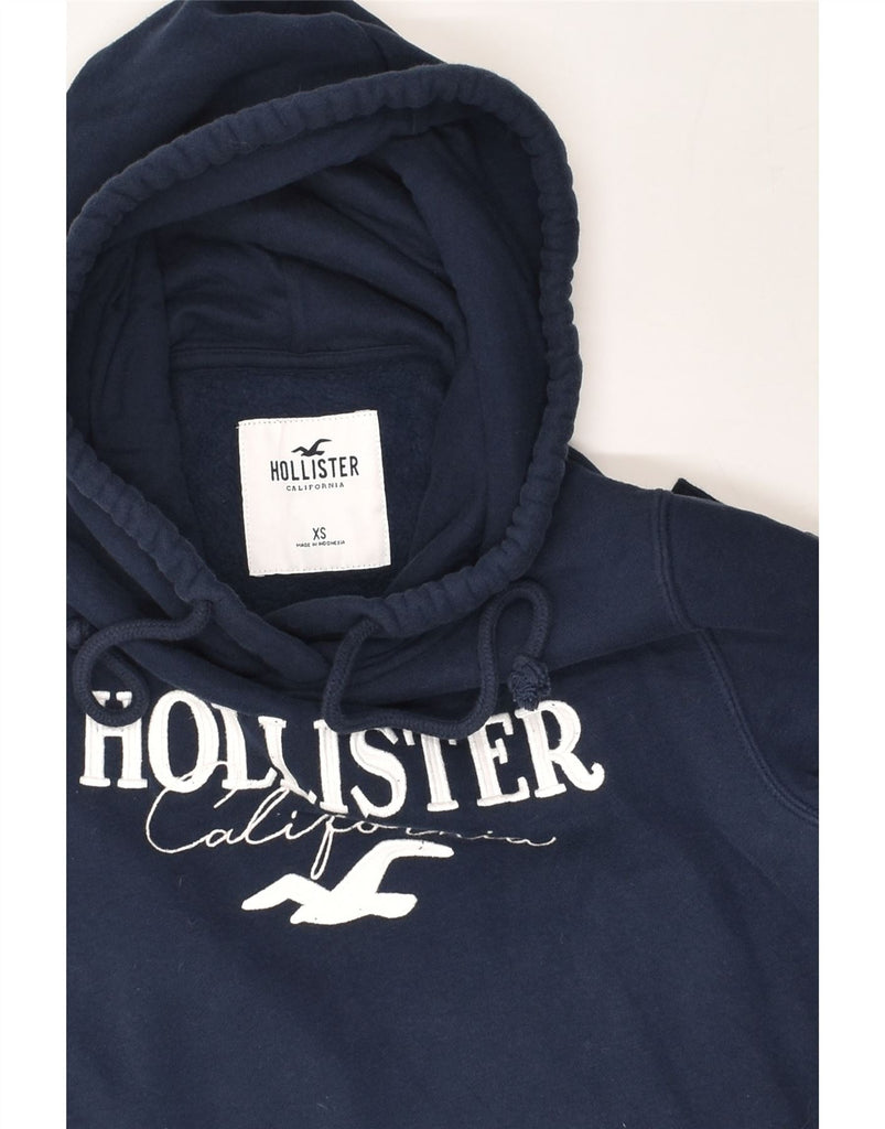 HOLLISTER Womens California Graphic Hoodie Jumper UK 6 XS Navy Blue Cotton | Vintage Hollister | Thrift | Second-Hand Hollister | Used Clothing | Messina Hembry 