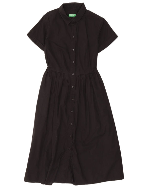 Benetton Womens Short Sleeves Shirt Dress UK 14 Medium Black