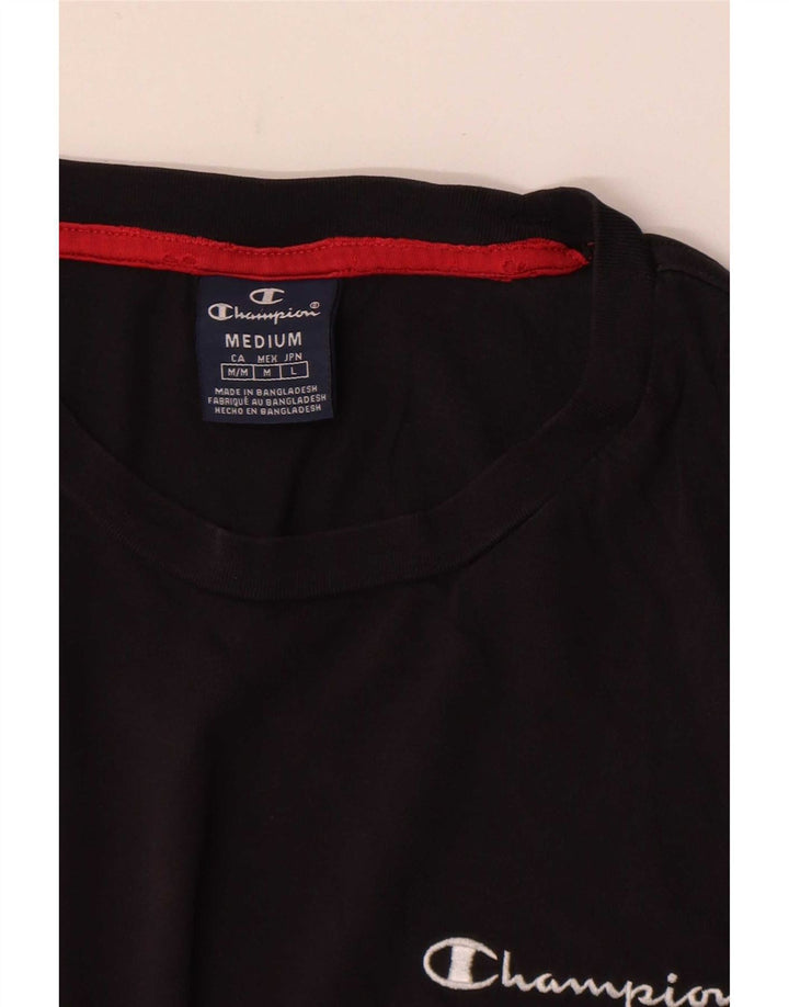 Champion Mens Graphic T-Shirt Top Medium Black