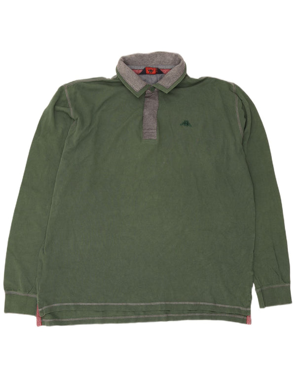 Kappa Mens Long Sleeve Polo Shirt 3XL Green Cotton