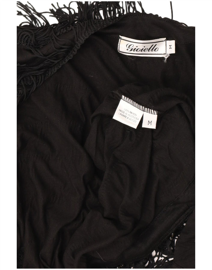 Vintage Womens Waistcoat UK 14 Medium Black Rayon