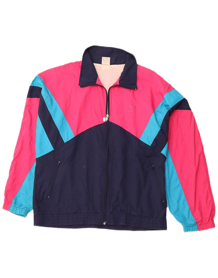 LEOPARD Mens Tracksuit Top Jacket XL Navy Blue Colourblock Polyester