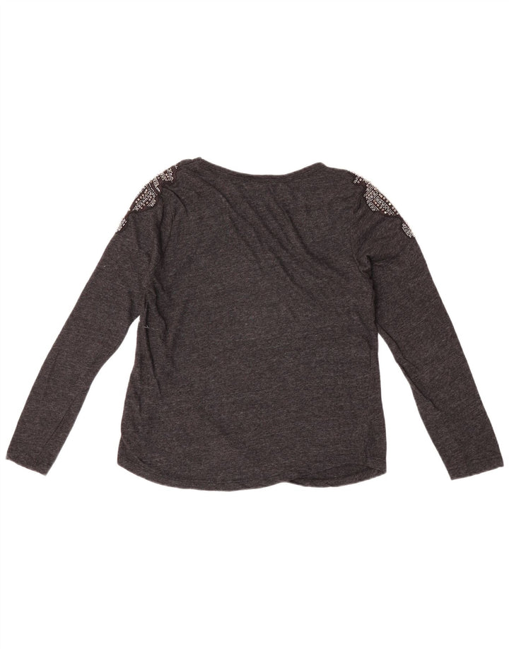 Zara Womens Blouse Top UK 10 Small Grey Cotton