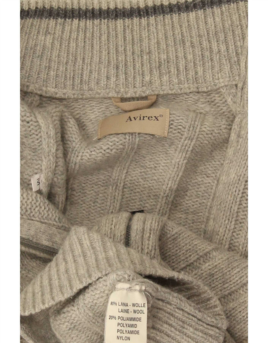 Avirex Mens Cardigan Sweater Medium Grey Wool
