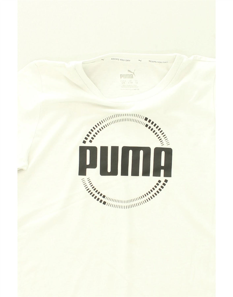 PUMA Boys Graphic T-Shirt Top 9-10 Years White Cotton | Vintage Puma | Thrift | Second-Hand Puma | Used Clothing | Messina Hembry 